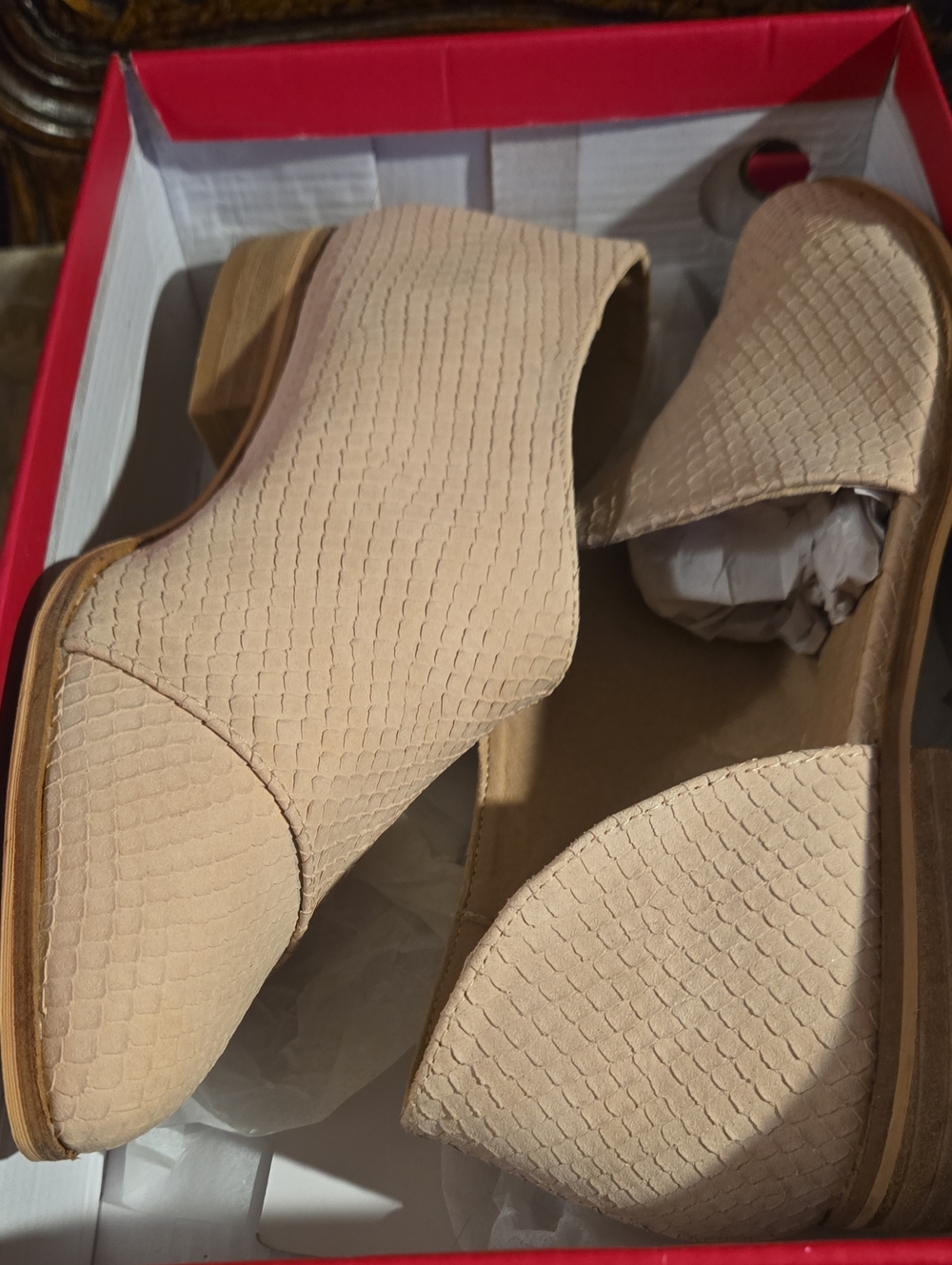 Catherine Malandrino Beige Textured Slip-On Mules